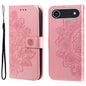 Seven-petal Flowers Embossing Leather Phone Case, For iPhone Air, For iPhone 16 Pro Max, For iPhone 16 Pro, For iPhone 16 Plus