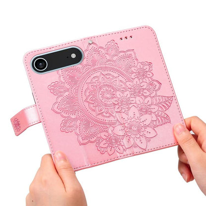Seven-petal Flowers Embossing Leather Phone Case, For iPhone Air, For iPhone 16 Pro Max, For iPhone 16 Pro, For iPhone 16 Plus