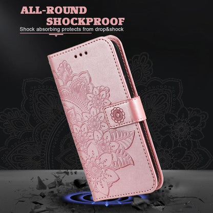 Seven-petal Flowers Embossing Leather Phone Case, For iPhone Air, For iPhone 16 Pro Max, For iPhone 16 Pro, For iPhone 16 Plus