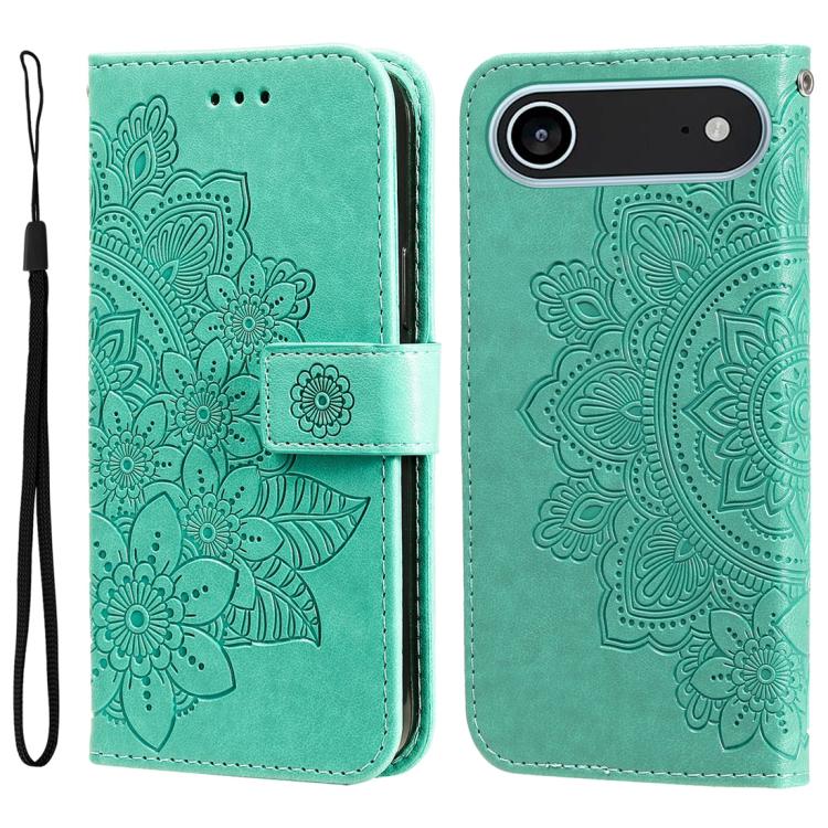 Seven-petal Flowers Embossing Leather Phone Case, For iPhone Air, For iPhone 16 Pro Max, For iPhone 16 Pro, For iPhone 16 Plus