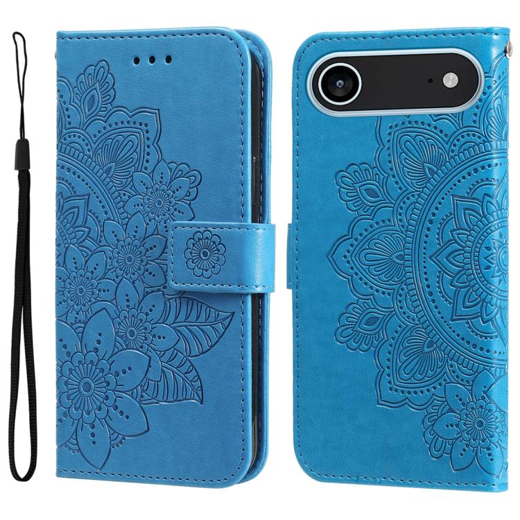 Seven-petal Flowers Embossing Leather Phone Case, For iPhone Air, For iPhone 16 Pro Max, For iPhone 16 Pro, For iPhone 16 Plus