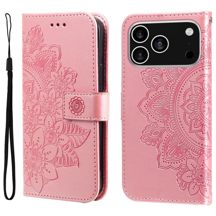 Seven-petal Flowers Embossing Leather Phone Case, For iPhone 17e / 16e, For iPhone 17 Pro Max, For iPhone 17 Pro, For iPhone 17