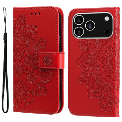 Seven-petal Flowers Embossing Leather Phone Case, For iPhone 17e / 16e, For iPhone 17 Pro Max, For iPhone 17 Pro, For iPhone 17