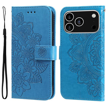 Seven-petal Flowers Embossing Leather Phone Case, For iPhone 17e / 16e, For iPhone 17 Pro Max, For iPhone 17 Pro, For iPhone 17