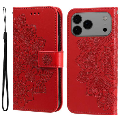 Seven-petal Flowers Embossing Leather Phone Case, For iPhone 17e / 16e, For iPhone 17 Pro Max, For iPhone 17 Pro, For iPhone 17