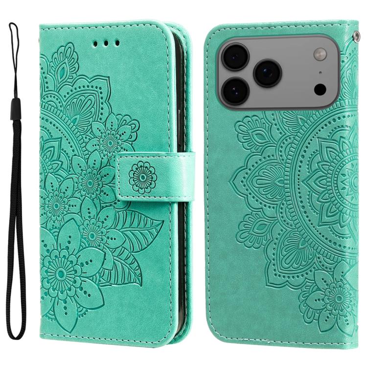 Seven-petal Flowers Embossing Leather Phone Case, For iPhone 17e / 16e, For iPhone 17 Pro Max, For iPhone 17 Pro, For iPhone 17