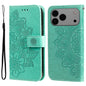 Seven-petal Flowers Embossing Leather Phone Case, For iPhone 17e / 16e, For iPhone 17 Pro Max, For iPhone 17 Pro, For iPhone 17