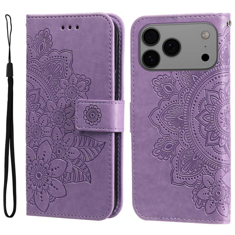 Seven-petal Flowers Embossing Leather Phone Case, For iPhone 17e / 16e, For iPhone 17 Pro Max, For iPhone 17 Pro, For iPhone 17