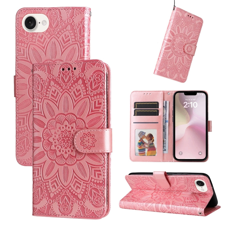 Embossed Sunflower Leather Phone Case, For iPhone 18 Pro / 17 Pro, For iPhone 18 Pro Max / 17 Pro Max, For iPhone 17e / 16e, For iPhone 17