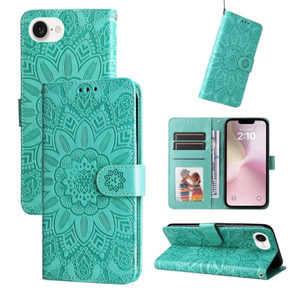 Embossed Sunflower Leather Phone Case, For iPhone 18 Pro / 17 Pro, For iPhone 18 Pro Max / 17 Pro Max, For iPhone 17e / 16e, For iPhone 17