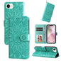 Embossed Sunflower Leather Phone Case, For iPhone 18 Pro / 17 Pro, For iPhone 18 Pro Max / 17 Pro Max, For iPhone 17e / 16e, For iPhone 17