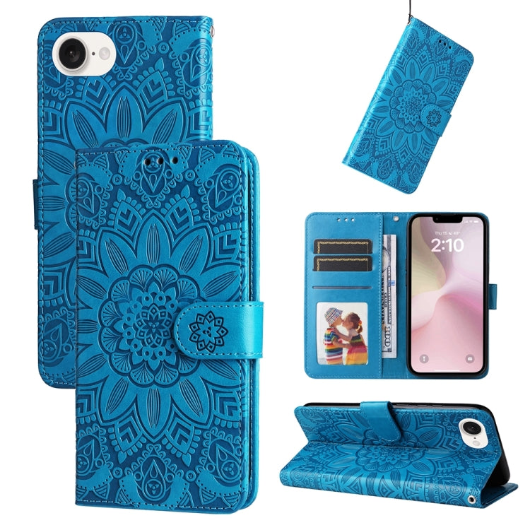 Embossed Sunflower Leather Phone Case, For iPhone 18 Pro / 17 Pro, For iPhone 18 Pro Max / 17 Pro Max, For iPhone 17e / 16e, For iPhone 17