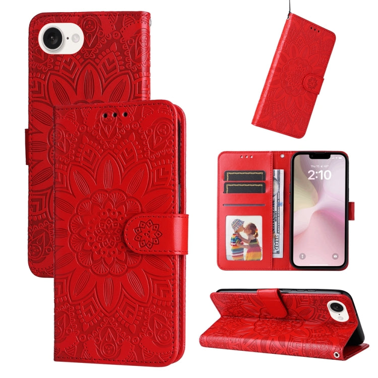 Embossed Sunflower Leather Phone Case, For iPhone 18 Pro / 17 Pro, For iPhone 18 Pro Max / 17 Pro Max, For iPhone 17e / 16e, For iPhone 17