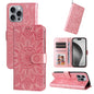 Embossed Sunflower Leather Phone Case, For iPhone Air, For iPhone 16 Pro Max, For iPhone 16 Pro, For iPhone 16 Plus