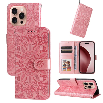 Embossed Sunflower Leather Phone Case, For iPhone Air, For iPhone 16 Pro Max, For iPhone 16 Pro, For iPhone 16 Plus