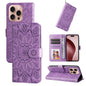 Embossed Sunflower Leather Phone Case, For iPhone Air, For iPhone 16 Pro Max, For iPhone 16 Pro, For iPhone 16 Plus