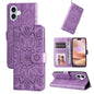Embossed Sunflower Leather Phone Case, For iPhone Air, For iPhone 16 Pro Max, For iPhone 16 Pro, For iPhone 16 Plus