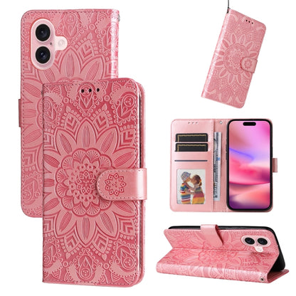 Embossed Sunflower Leather Phone Case, For iPhone 16, For iPhone 15 Pro Max, For iPhone 15 Pro, For iPhone 15 Plus