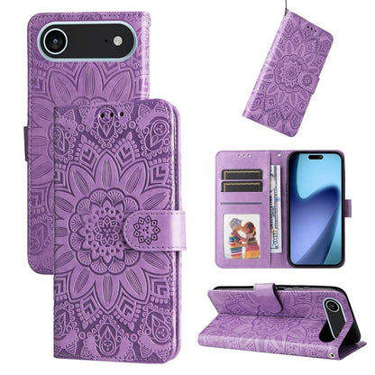 Embossed Sunflower Leather Phone Case, For iPhone Air, For iPhone 16 Pro Max, For iPhone 16 Pro, For iPhone 16 Plus