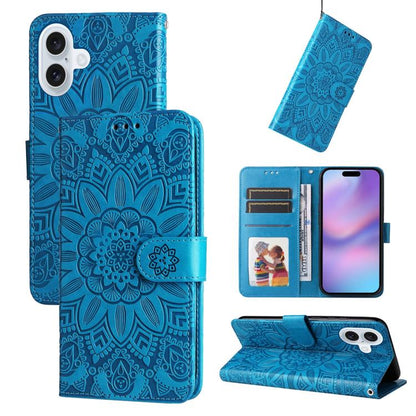 Embossed Sunflower Leather Phone Case, For iPhone 18 Pro / 17 Pro, For iPhone 18 Pro Max / 17 Pro Max, For iPhone 17e / 16e, For iPhone 17