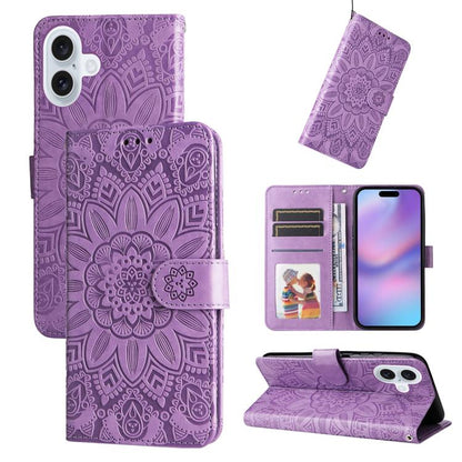 Embossed Sunflower Leather Phone Case, For iPhone 18 Pro / 17 Pro, For iPhone 18 Pro Max / 17 Pro Max, For iPhone 17e / 16e, For iPhone 17