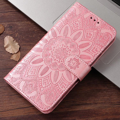Embossed Sunflower Leather Phone Case, For iPhone 18 Pro / 17 Pro, For iPhone 18 Pro Max / 17 Pro Max, For iPhone 17e / 16e, For iPhone 17