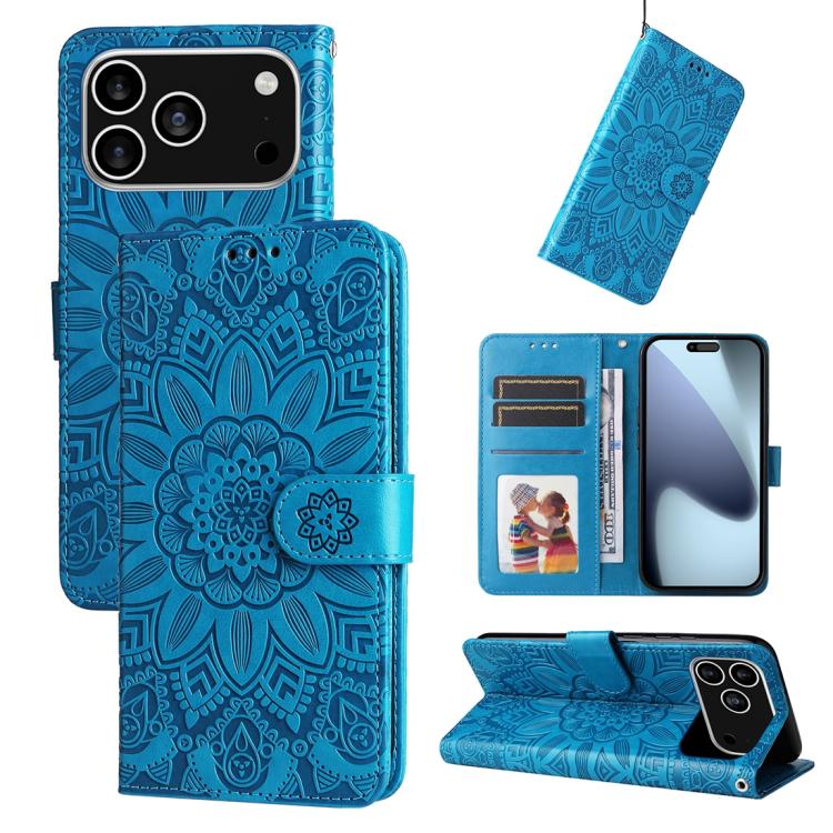Embossed Sunflower Leather Phone Case, For iPhone 18 Pro / 17 Pro, For iPhone 18 Pro Max / 17 Pro Max, For iPhone 17e / 16e, For iPhone 17