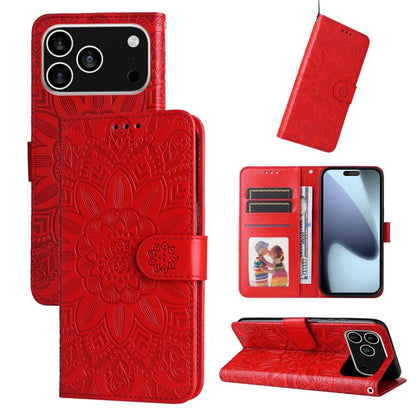 Embossed Sunflower Leather Phone Case, For iPhone 18 Pro / 17 Pro, For iPhone 18 Pro Max / 17 Pro Max, For iPhone 17e / 16e, For iPhone 17