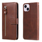 Fashion Calf Texture Zipper Leather Phone Case, For iPhone 15