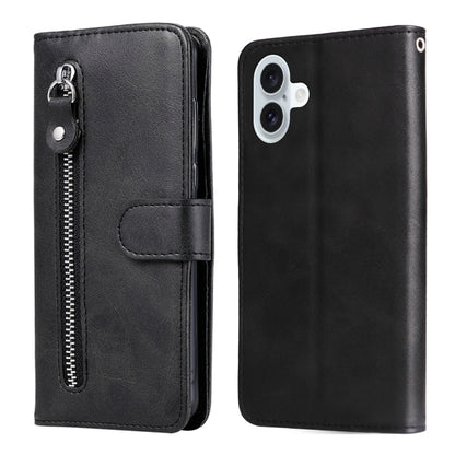 Fashion Calf Texture Zipper Leather Phone Case, For iPhone Air, For iPhone 16 Pro Max, For iPhone 16 Pro, For iPhone 16 Plus