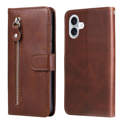Fashion Calf Texture Zipper Leather Phone Case, For iPhone Air, For iPhone 16 Pro Max, For iPhone 16 Pro, For iPhone 16 Plus