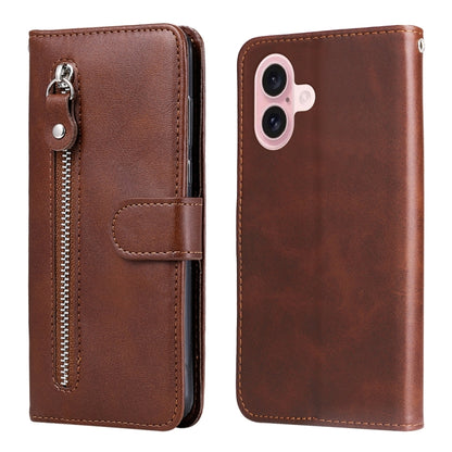 Fashion Calf Texture Zipper Leather Phone Case, For iPhone 16, For iPhone 15 Pro Max, For iPhone 15 Pro, For iPhone 15 Plus