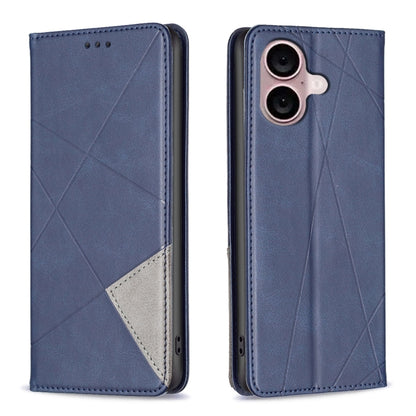 Rhombus Texture Magnetic Leather Phone Case, For iPhone 16 Pro Max, For iPhone 16 Pro, For iPhone 16 Plus, For iPhone 16