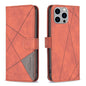 Magnetic Buckle Rhombus Texture Leather Phone Case, For iPhone 15 Pro Max, For iPhone 15 Pro, For iPhone 15 Plus, For iPhone 15