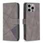Magnetic Buckle Rhombus Texture Leather Phone Case, For iPhone 15 Pro Max, For iPhone 15 Pro, For iPhone 15 Plus, For iPhone 15