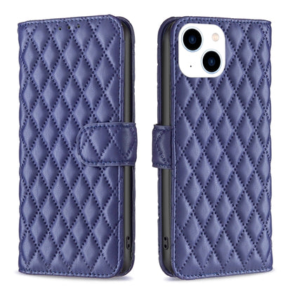 Diamond Lattice Wallet Flip Leather Phone Case, For iPhone 15