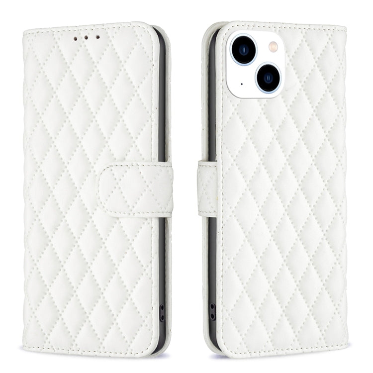 Diamond Lattice Wallet Flip Leather Phone Case, For iPhone 15