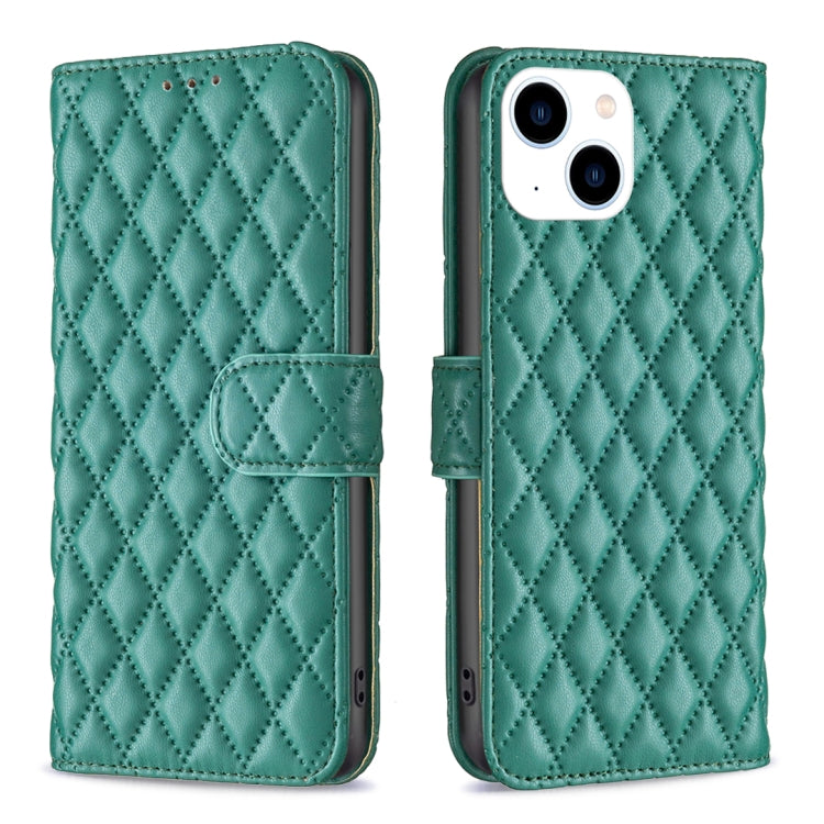 Diamond Lattice Wallet Flip Leather Phone Case, For iPhone 15