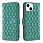 Diamond Lattice Wallet Flip Leather Phone Case, For iPhone 15