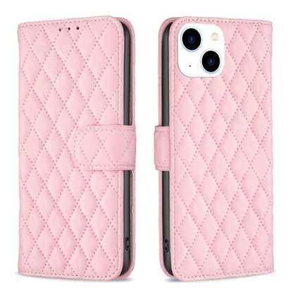 Diamond Lattice Wallet Flip Leather Phone Case, For iPhone 15