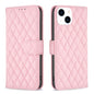 Diamond Lattice Wallet Flip Leather Phone Case, For iPhone 15
