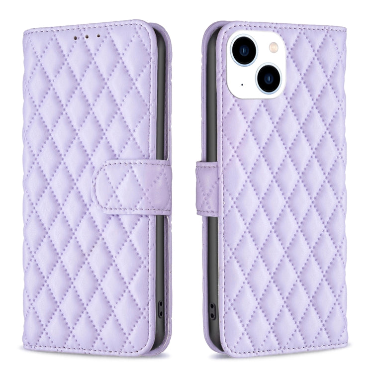Diamond Lattice Wallet Flip Leather Phone Case, For iPhone 15