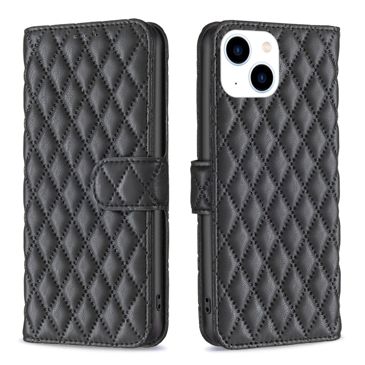 Diamond Lattice Wallet Flip Leather Phone Case, For iPhone 15