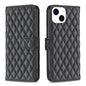 Diamond Lattice Wallet Flip Leather Phone Case, For iPhone 15