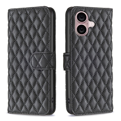 Diamond Lattice Wallet Flip Leather Phone Case, For iPhone Air, For iPhone 16 Pro Max, For iPhone 16 Pro, For iPhone 16 Plus