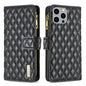 Diamond Lattice Zipper Wallet Leather Flip Phone Case, For iPhone 15 Pro Max, For iPhone 15 Pro, For iPhone 15 Plus, For iPhone 15