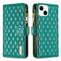 Diamond Lattice Zipper Wallet Leather Flip Phone Case, For iPhone 15 Pro Max, For iPhone 15 Pro, For iPhone 15 Plus, For iPhone 15