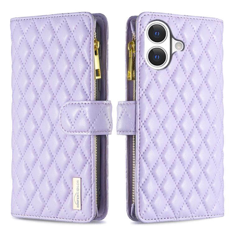 Diamond Lattice Zipper Wallet Leather Flip Phone Case, For iPhone 18 Pro/17 Pro, For iPhone 18 Pro Max/17 Pro Max, For iPhone 17, For iPhone 17 Air