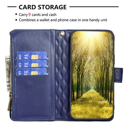 Diamond Lattice Zipper Wallet Leather Flip Phone Case, For iPhone 18 Pro/17 Pro, For iPhone 18 Pro Max/17 Pro Max, For iPhone 17, For iPhone 17 Air