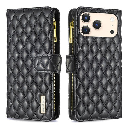 Diamond Lattice Zipper Wallet Leather Flip Phone Case, For iPhone 18 Pro/17 Pro, For iPhone 18 Pro Max/17 Pro Max, For iPhone 17, For iPhone 17 Air